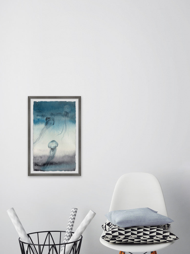 "Jellyfish Gather" Framed Painting Print, 16x24