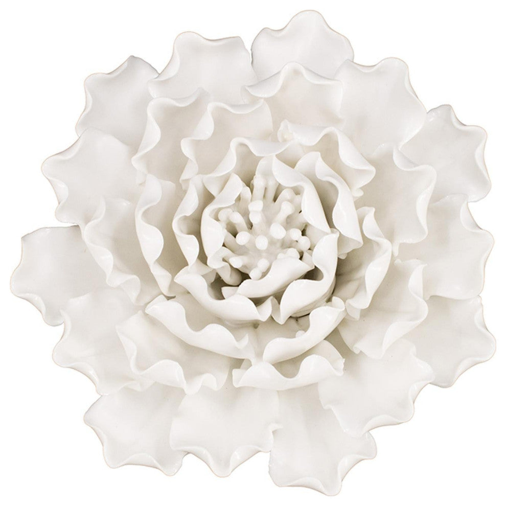 Cream Exaggerated 6" Ceramic Flower Wall Art