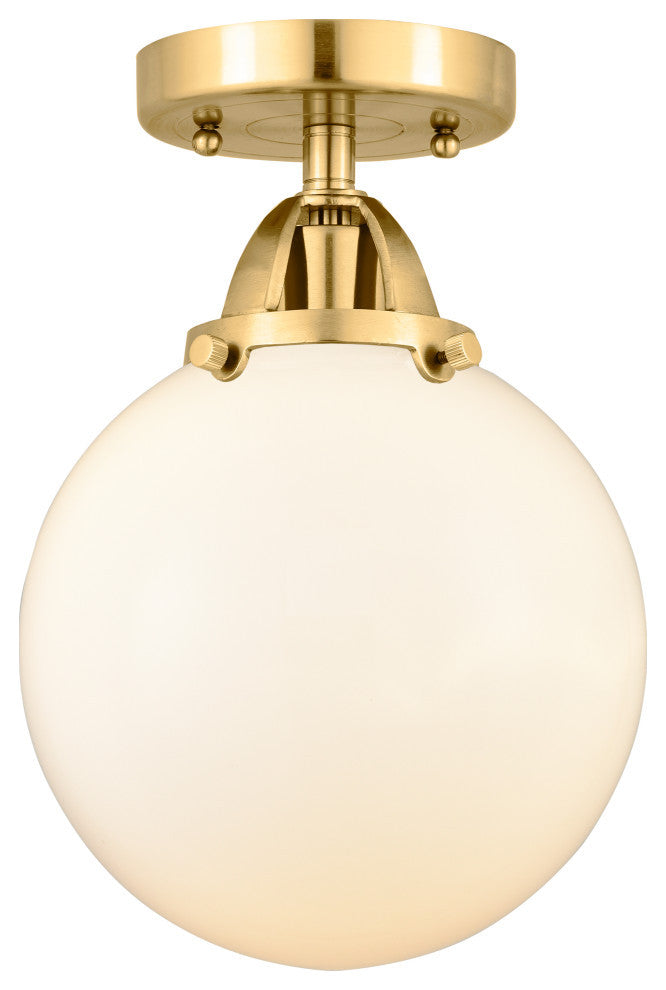 Beacon Semi-Flush Mount, Satin Gold, Matte White, Matte White