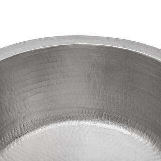 14" Round Hammered Copper Bar Sink, Nickel, 2" Drain Opening