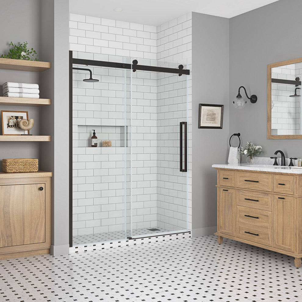 Bel Soft-Close Frameless Sliding Soft Close Shower Door, Oil Rubbed Bronze, 60"