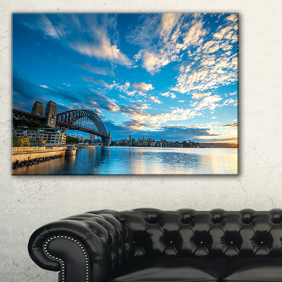 "Sunrise From Sydney Harbor Bridge" Seashore Canvas Print, 40"x20"