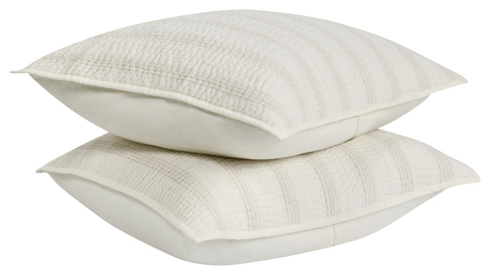 Abraham Cotton Linen Sham, Eggshell Beige, Euro Sham