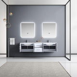 Geneva Transitional Glossy White 80" Double Vanity Set