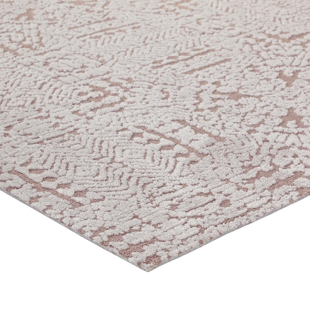 Ivory and Cameo Rose Javiera Contemporary Moroccan 8x10 Area Rug