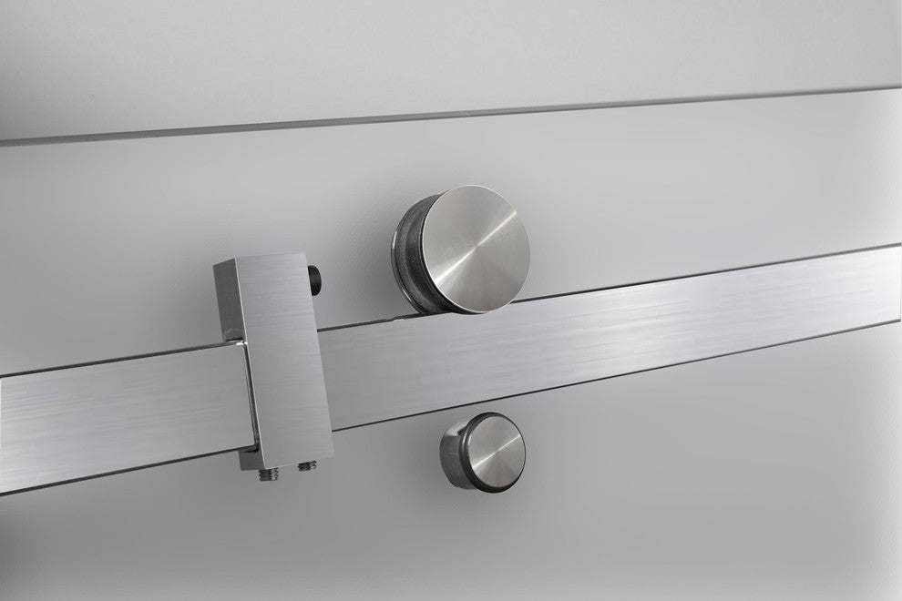 Moselle Completely Frameless Sliding Shower Door, Frosted, Stainless, 56-60"x75"