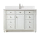 Bristol 48" Single Vanity, Bright White, Single Hole White Quartz, Backsplash