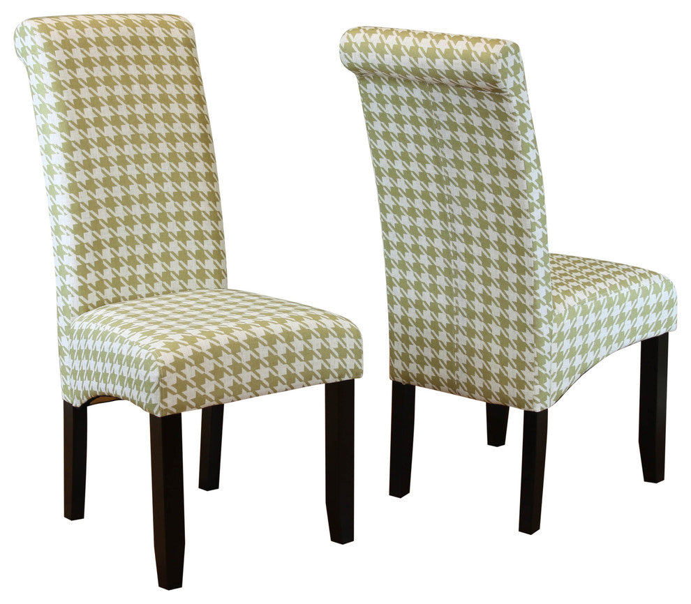 Milan Houndstooth Linen Dining Chairs, Set Of 2, Moss Green