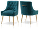 SEYNAR Elegant Velvet Dining Chairs Set of 2, Tufted Upholstered Accent Chair, Teal