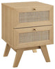 Modway Soma 2-Drawer Rattan MDF and Particleboard Nightstand in Oak