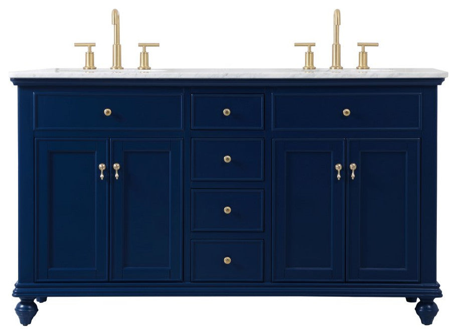 Elegant VF12360DBL 60"Double Bathroom Vanity, Blue