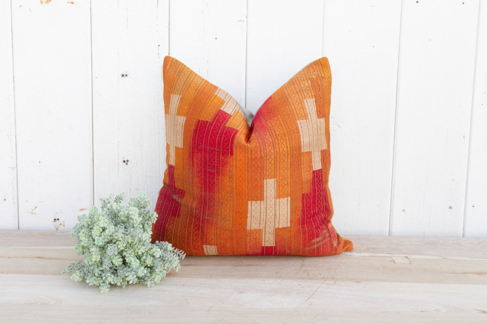 Terracota Gold Silk Phulkari Pillow