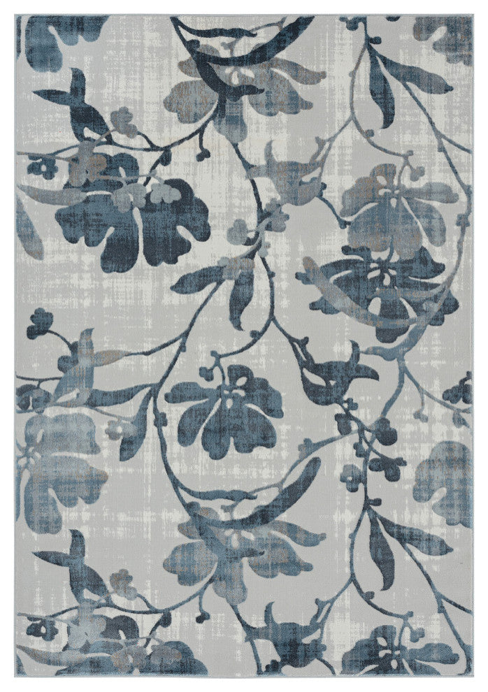 Abani Nova NOV180A Modern Grey and Blue Floral Area Rug