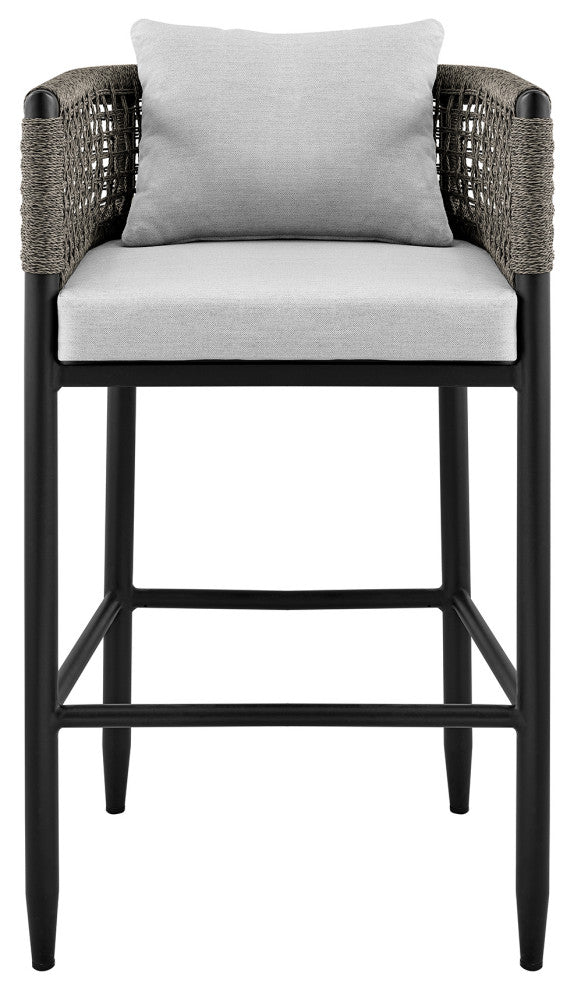 Alegria Outdoor Stool, Aluminum With Gray Rope, Counter Height