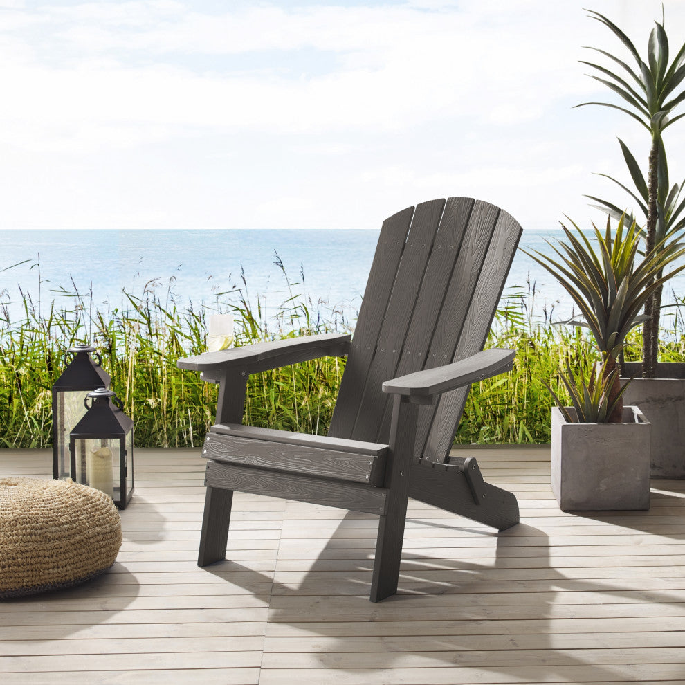 Inspired Home Colston Outdoor Chair, Weather Resistant, Charcoal Gray