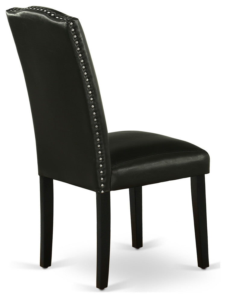 3Pc Round 42" Dinette Table, Pair Of Parson Chair, Pu Leather Color Black