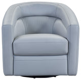 Desi Contemporary Swivel Accent Chair in Dove Gray Genuine Leather