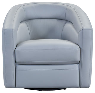 Desi Contemporary Swivel Accent Chair in Dove Gray Genuine Leather