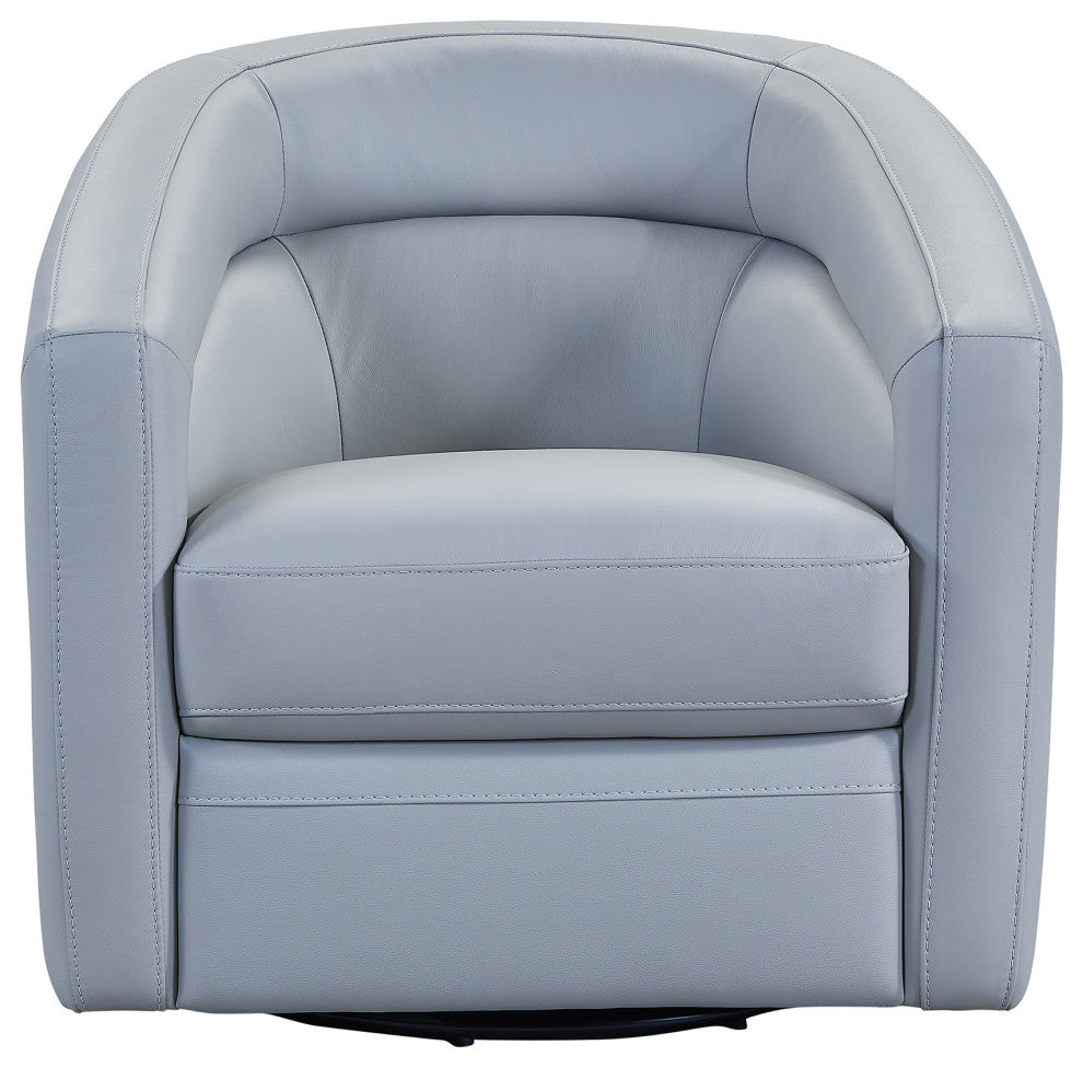 Desi Contemporary Swivel Accent Chair in Dove Gray Genuine Leather