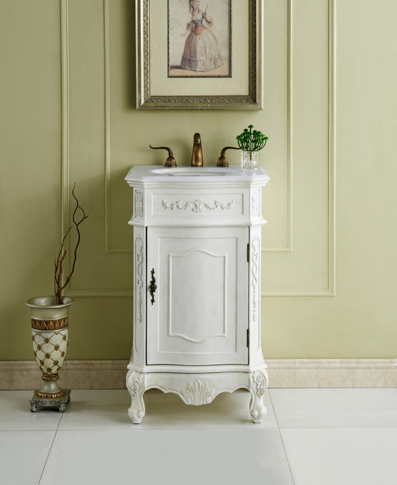 Bathroom Vanity, Antique White, 21", Single Sink