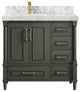 Aberdeen 36 Left Offset Bath Vanity in Pewter Green 2" Carrara Marble