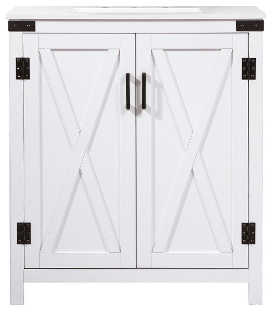 Home Living 19" Farmhouse White-Light Bathroom Vanity