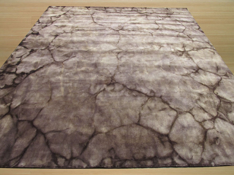 Handmade Wool Black Contemporary Abstract Dip Dyed Rug, 5'x8'