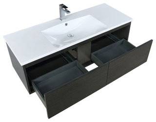 Sant 48 Iron Charcoal Vanity, Acrylic Top With Sink, Rose Gold Faucet Set
