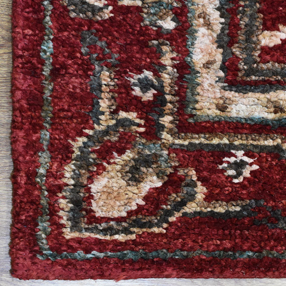 HAND KNOTTED JUTE ECO-FRIENDLY SOLID AREA RUGS , Red, Oriental, Outdoor Indoor