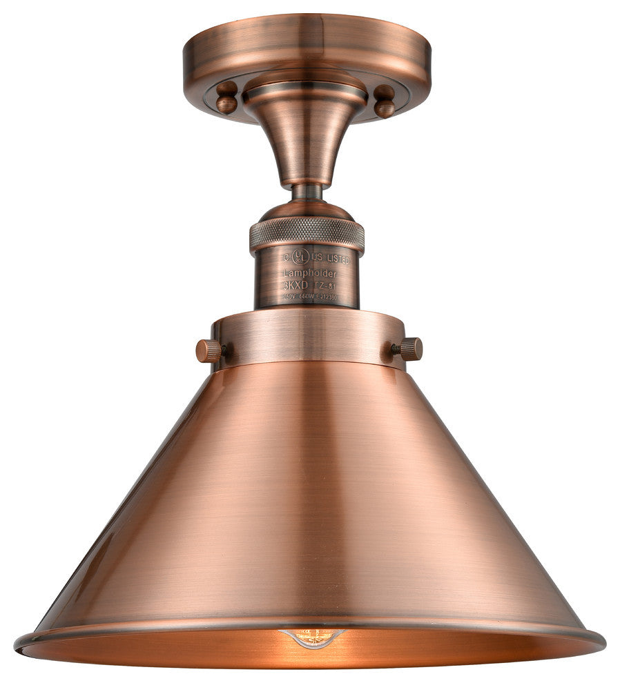 Briarcliff Semi-Flush Mount, Antique Copper, Shade: Antique Copper