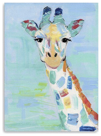 24" x 18" Pastel Patchwork Giraffe Canvas Wall Art