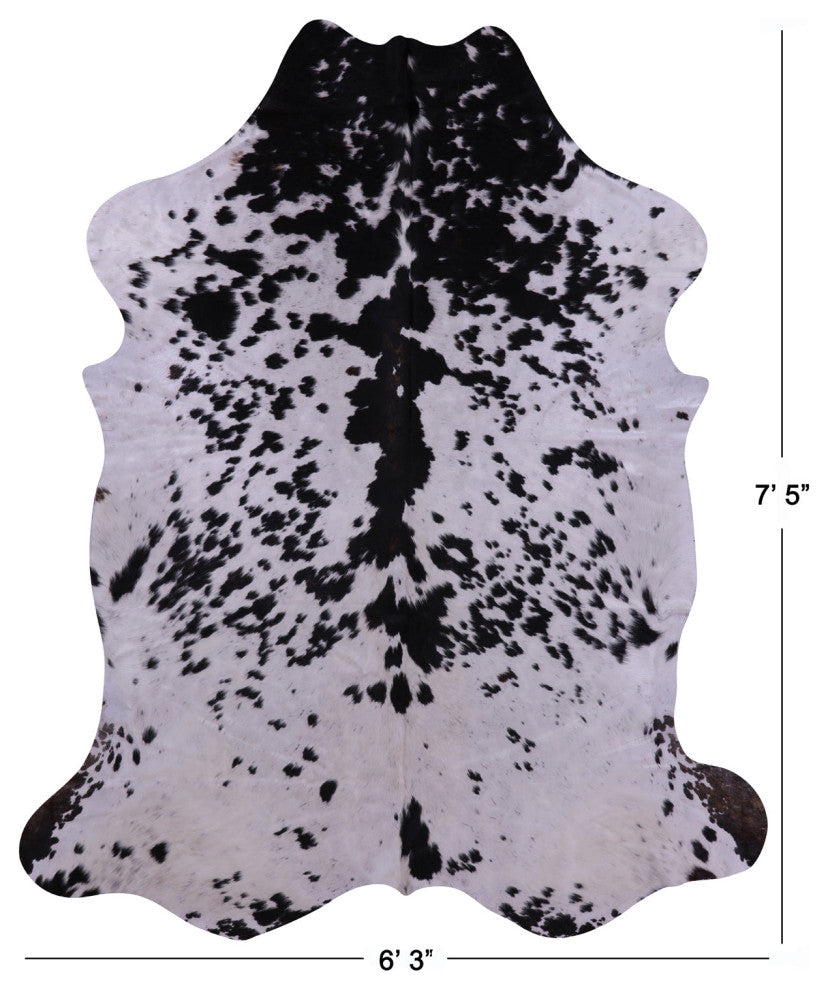 7' 5" X 6' 3" Salt and Pepper Natural Cowhide Rug C2325