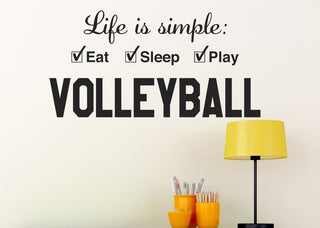 Volleyball Life Wall Decal is Simple Play Wall Decal, 16", Black