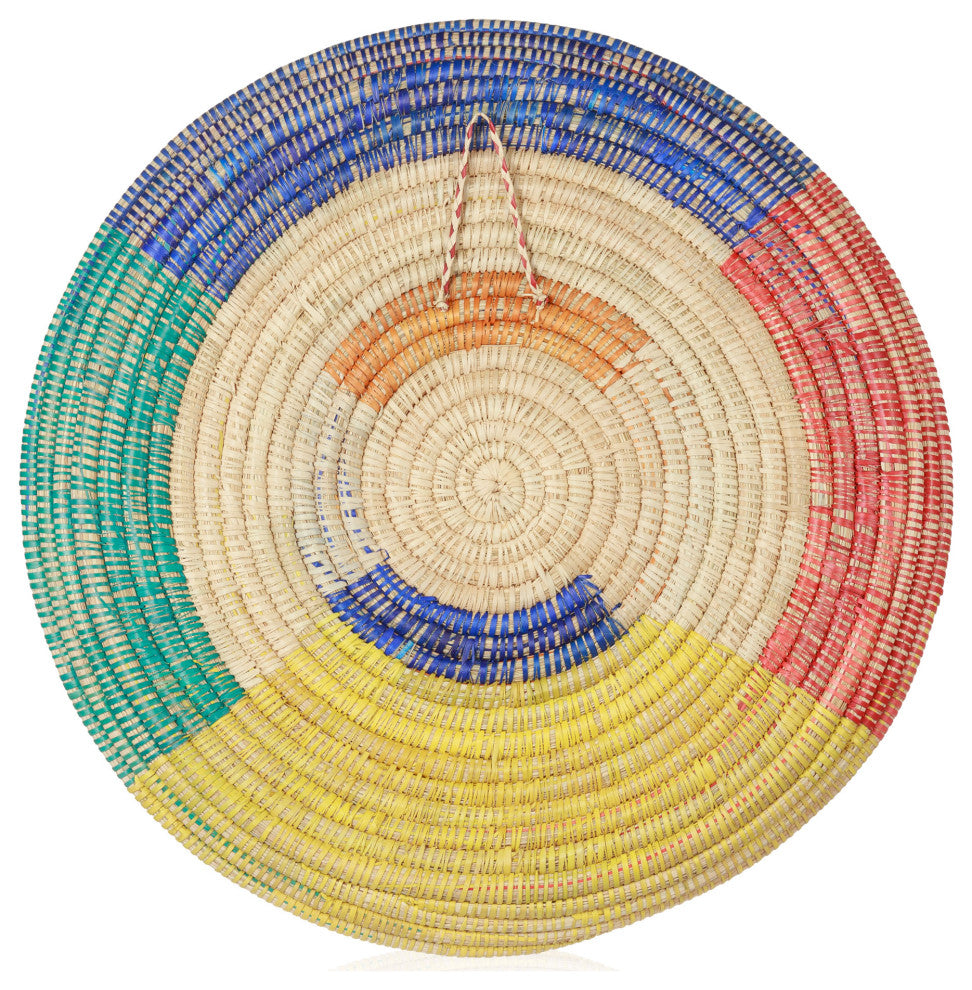 Palm Tray Plate and Wall Art, Artisan Crafted, Malawi, Multicolor, 19.75"