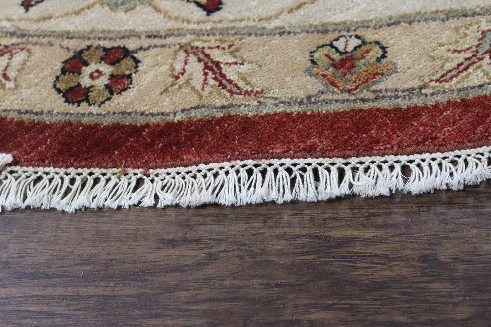 Chobhi Hand-Knotted Rug, Red/Ivory, 9"x9"