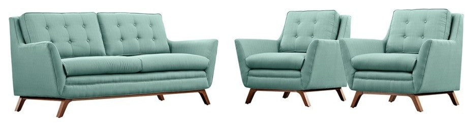 Modern Laguna Beguile 3 Piece Upholstered Fabric Living Room Set