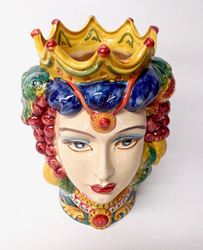 Sicilian Ceramiche Artistiche La Giara 14"� Signore e Signora Head Vase Pair