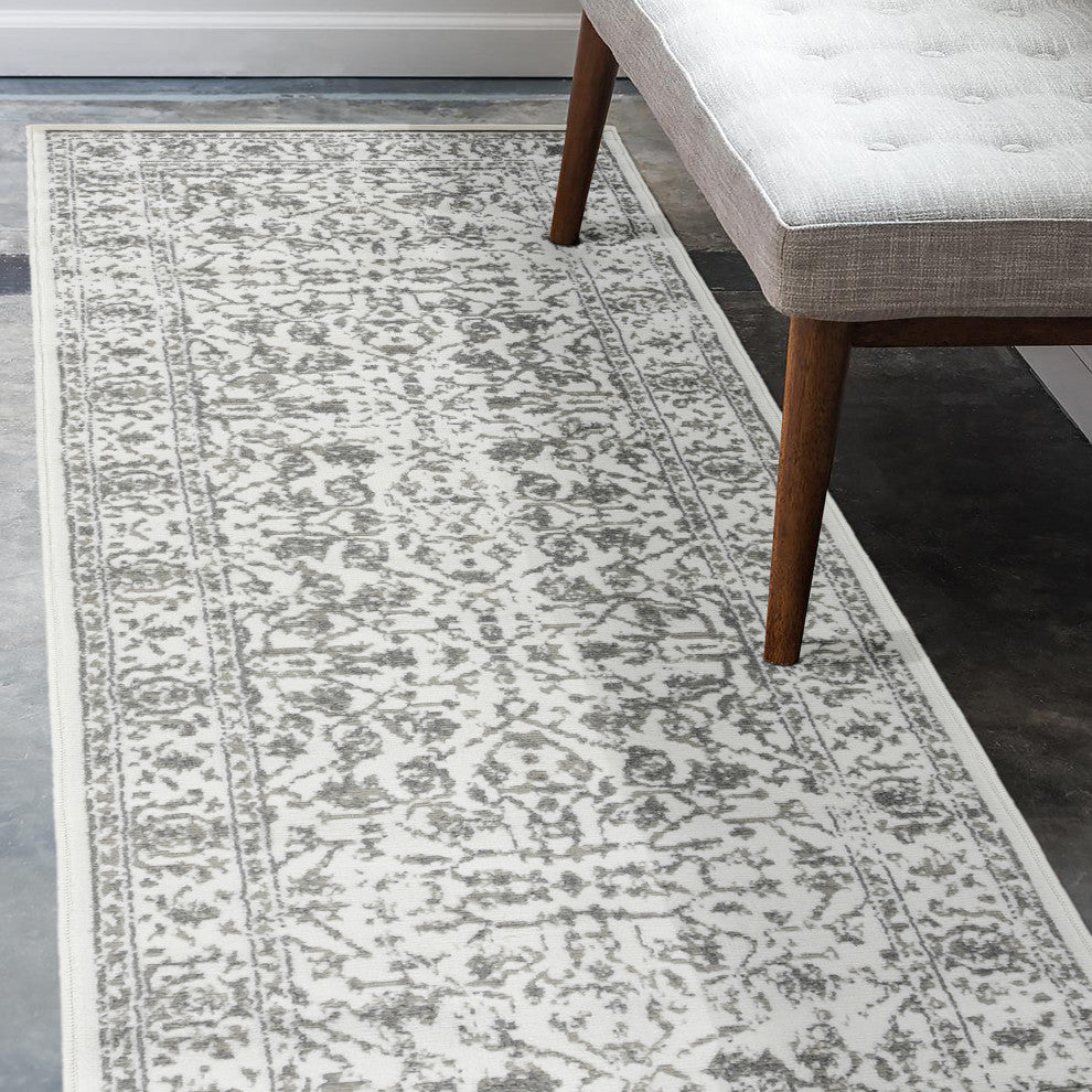 Alpine Fany Power-Loomed Polypropylene Area Rug, Light Gray, 2'7" X 10'