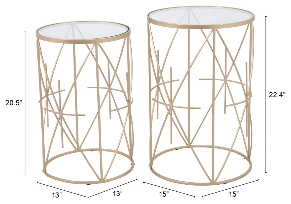 Sofa Side Table, Round, Glass, Steel Metal, Gold, Clear, Lounge Hospitality