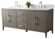 Vanity Art Bathroom Vanity With Sink, Driftwood Gray, 72", Double Sink, Brushed Nickel