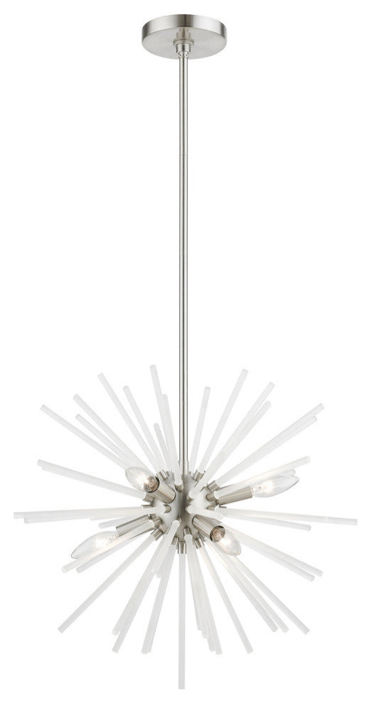 Uptown 6 Light Brushed Nickel Pendant Chandelier