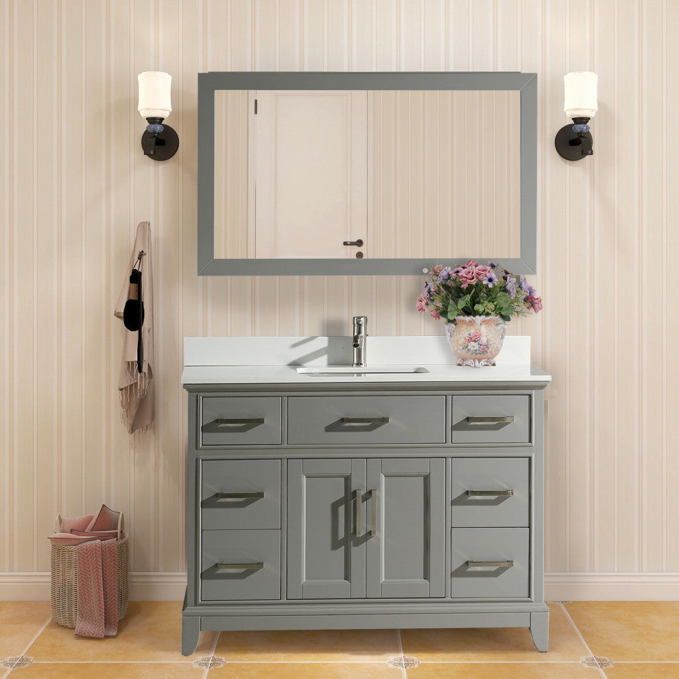 Bathroom Vanity Set With Engineered Marble Top, 48"