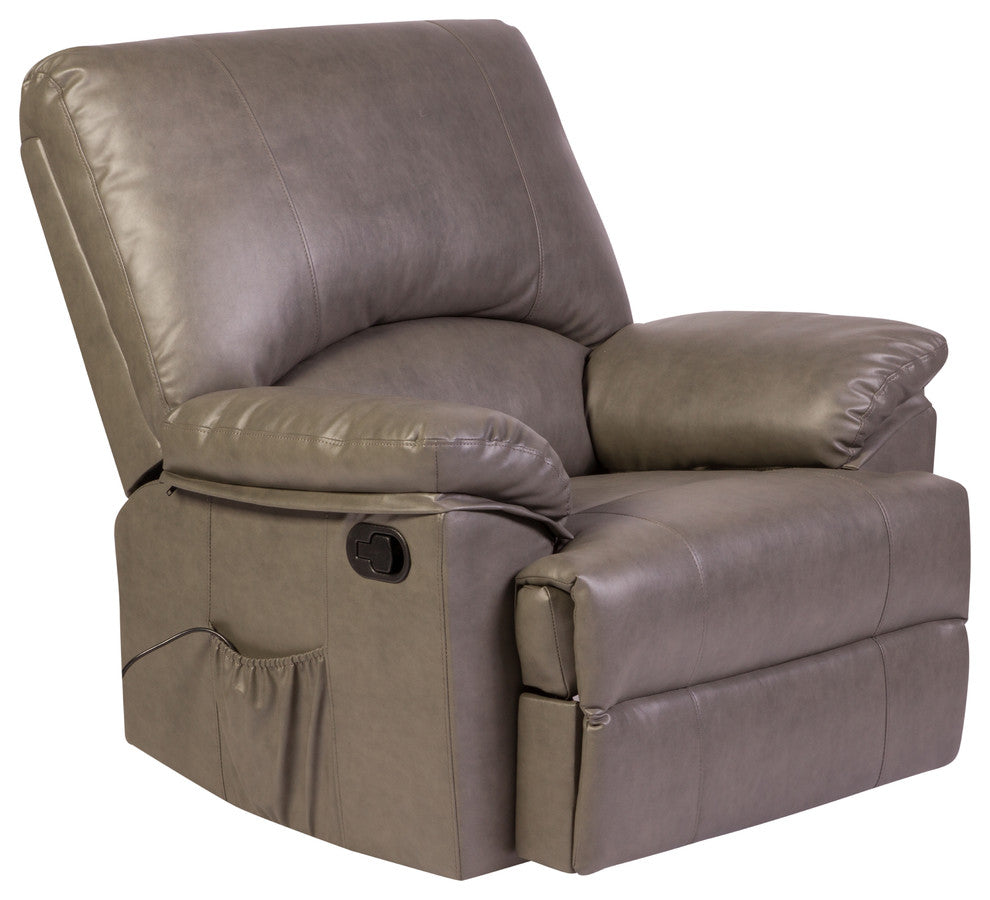 Relaxzen Reynolds Rocker Recliner With Heat and Massage, Grey