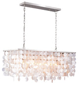 Elsa Capiz Shell 36" Rectangular Pendant, Satin Nickel