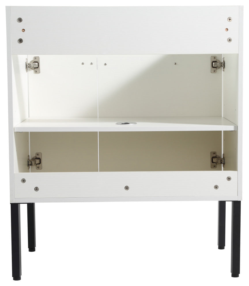 Freestanding/Floating Bathroom Vanity With white Ceramics Top, White, 30"