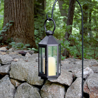 Black Hexagon Lantern With LED Candle