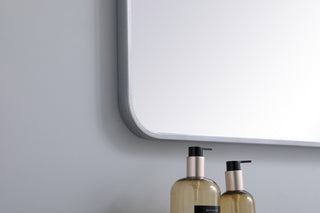 Ellis Soft Corner Metal Rectangular Mirror, Silver, 36"x40"