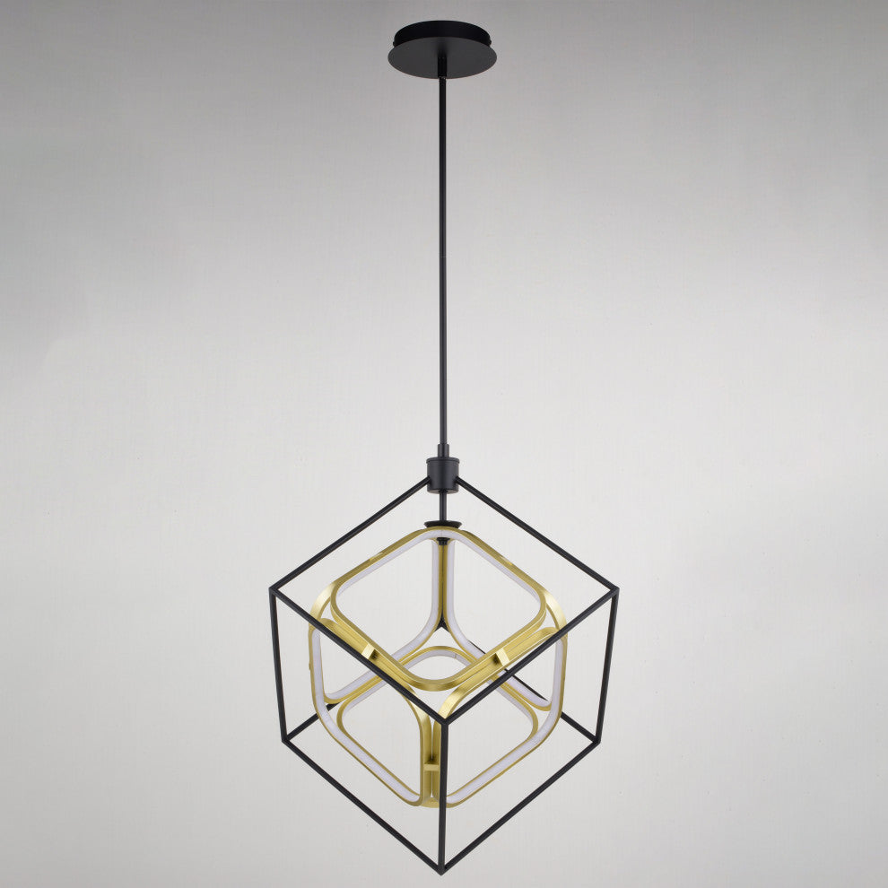 Anson 1-Light Integrated LED Geometric Matte Black/Gold Pendant Light