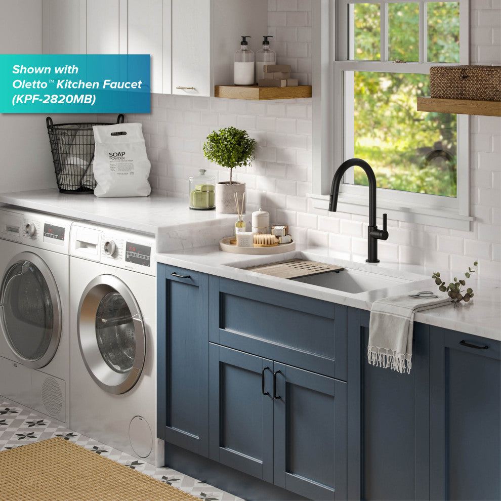 Bellucci Workstation 33" Undermount Granite Kitchen Sink, Garbage Disposal