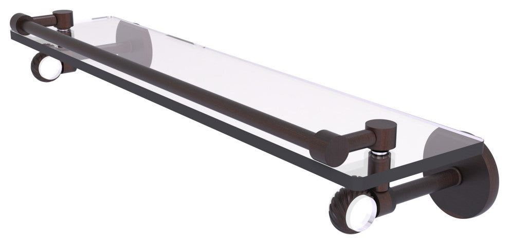 Clearview 22" Gallery Rail Glass Shelf with Twisted Accents, Venetian Bronze